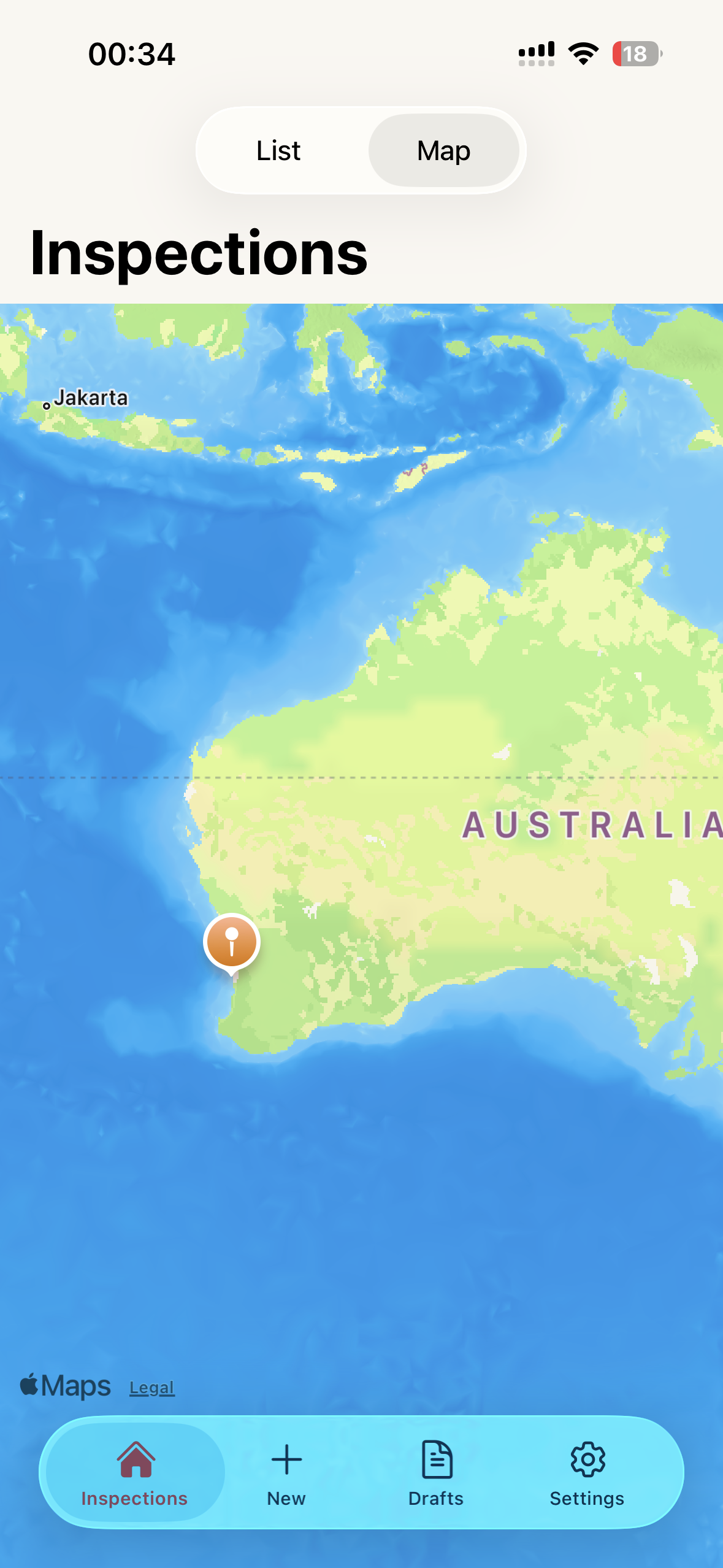 Inspections shown on a map